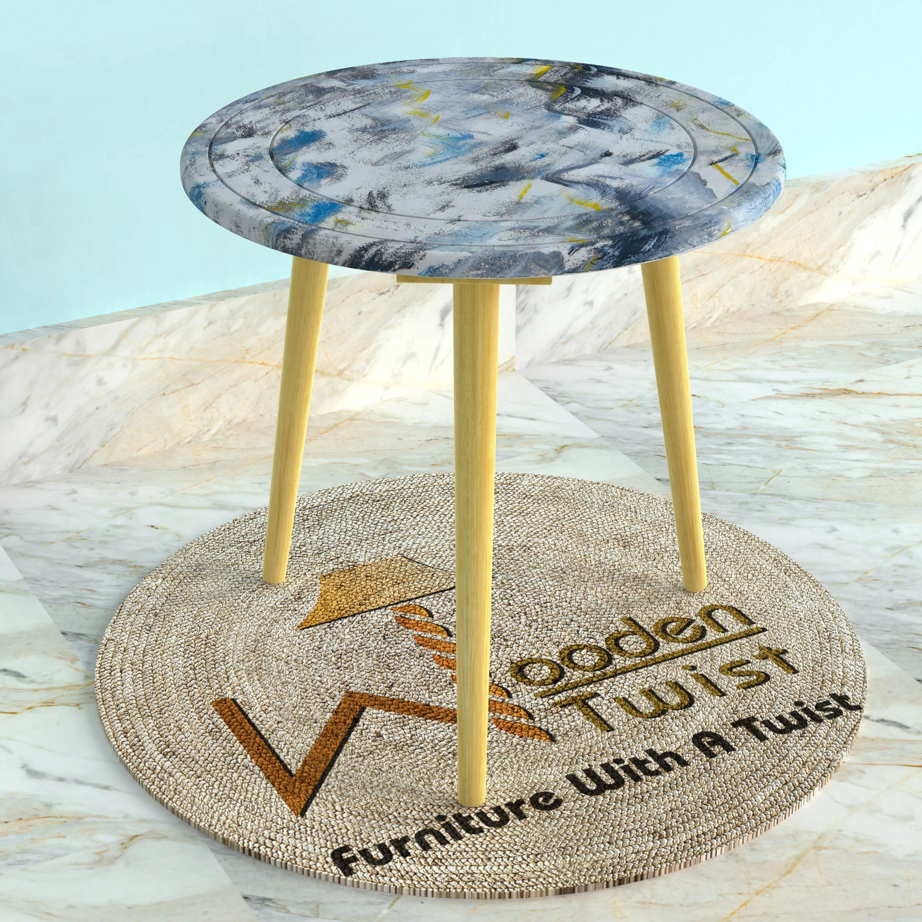 Wooden Twist Small Foldable Solid Wood Round End Table - Wooden Twist UAE