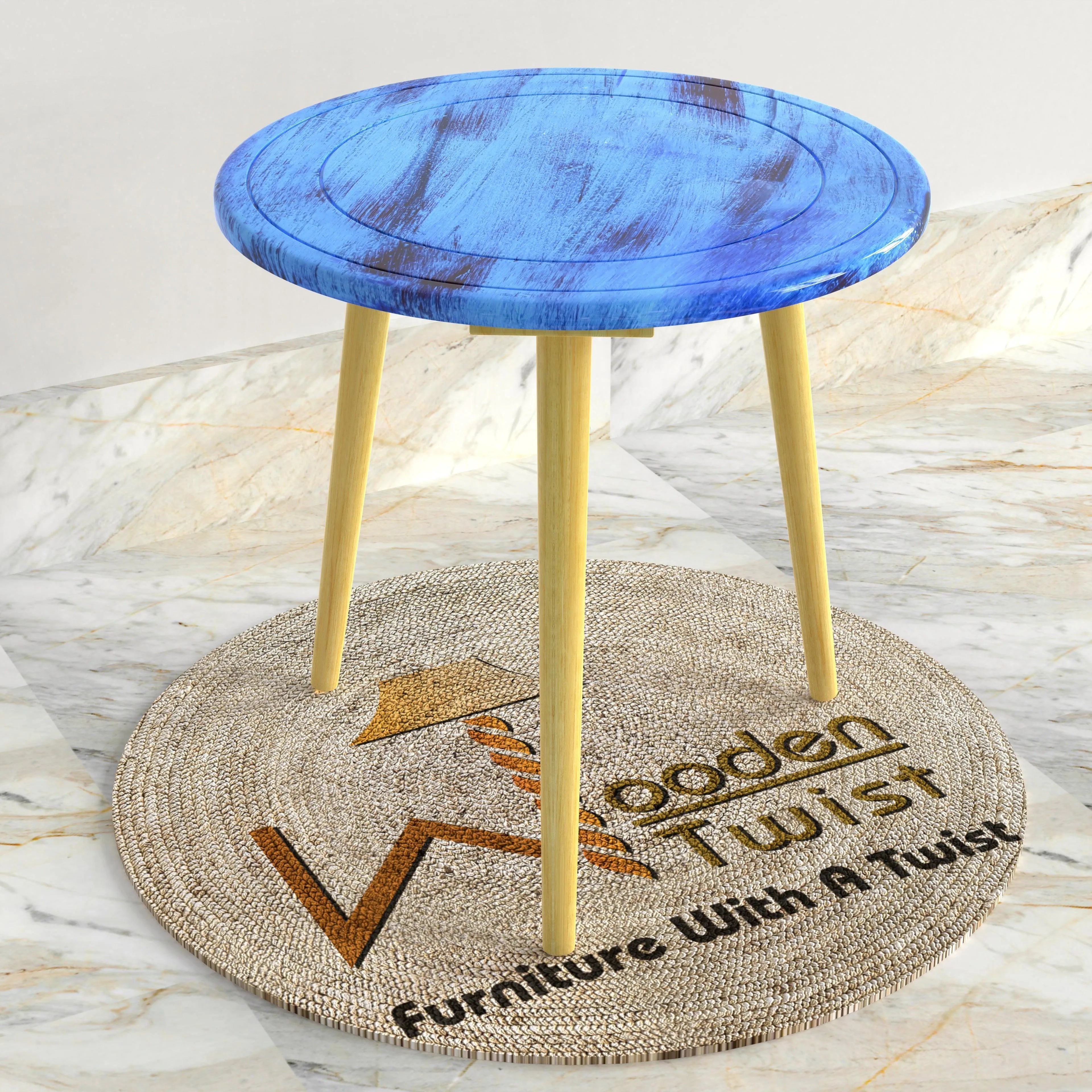 Wooden Twist Small Foldable Solid Wood Round End Table - Wooden Twist UAE