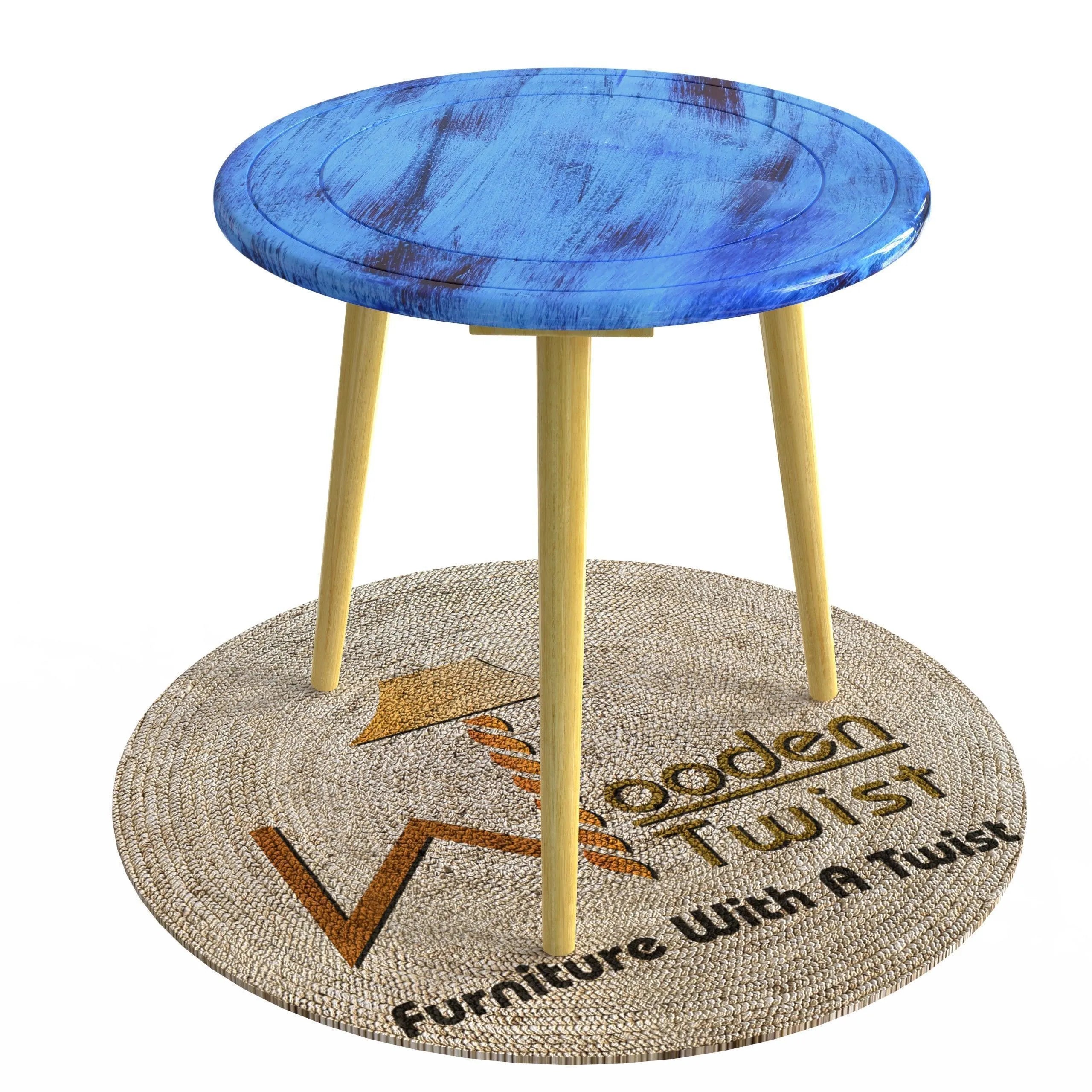 Wooden Twist Small Foldable Solid Wood Round End Table - Wooden Twist UAE