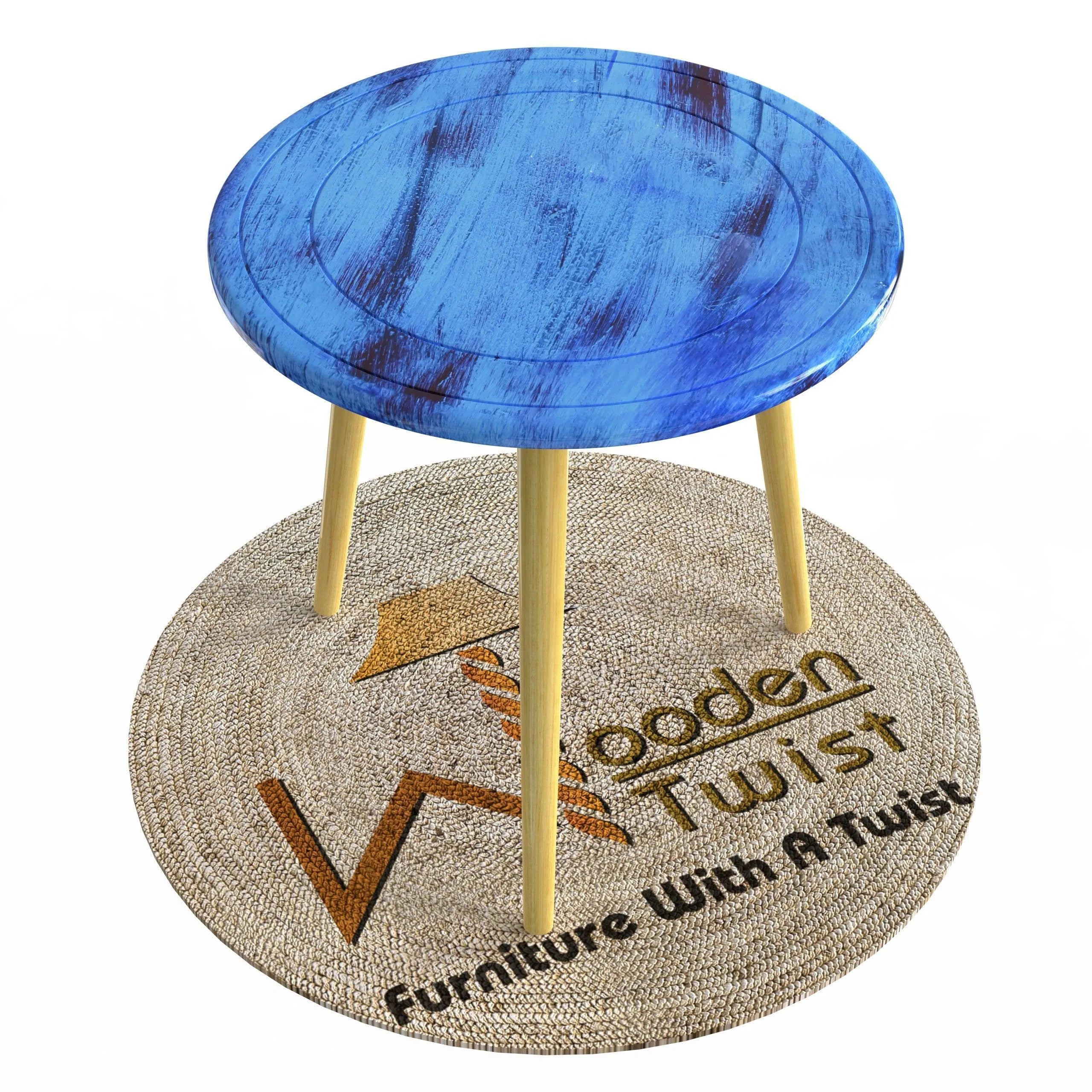 Wooden Twist Small Foldable Solid Wood Round End Table - Wooden Twist UAE