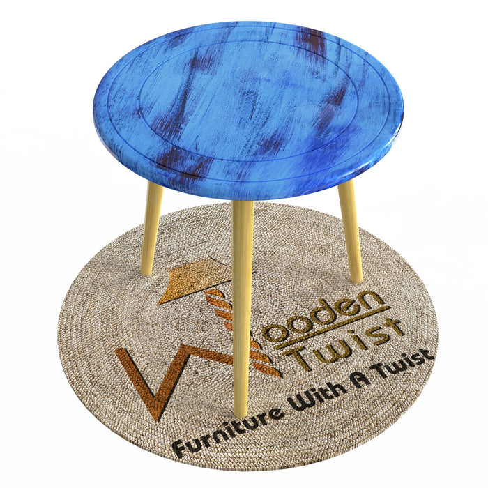 Wooden Twist Small Foldable Solid Wood Round End Table