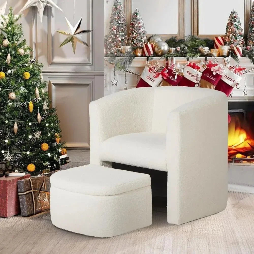 Buy Wooden Twist Modern Barrel Accent Chair Soft Fabric Online at