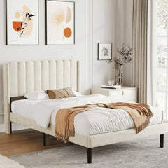 Modern velvet upholstered bed