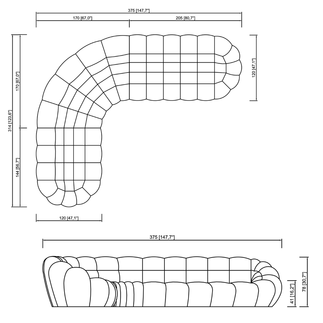 Modern Curved 8 Seater Sectional Corner Sofa