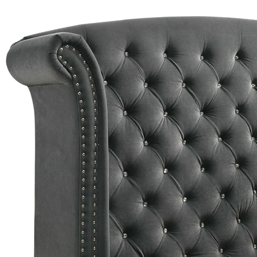 Plush Velvet Fabric, Wood & Metal Frame