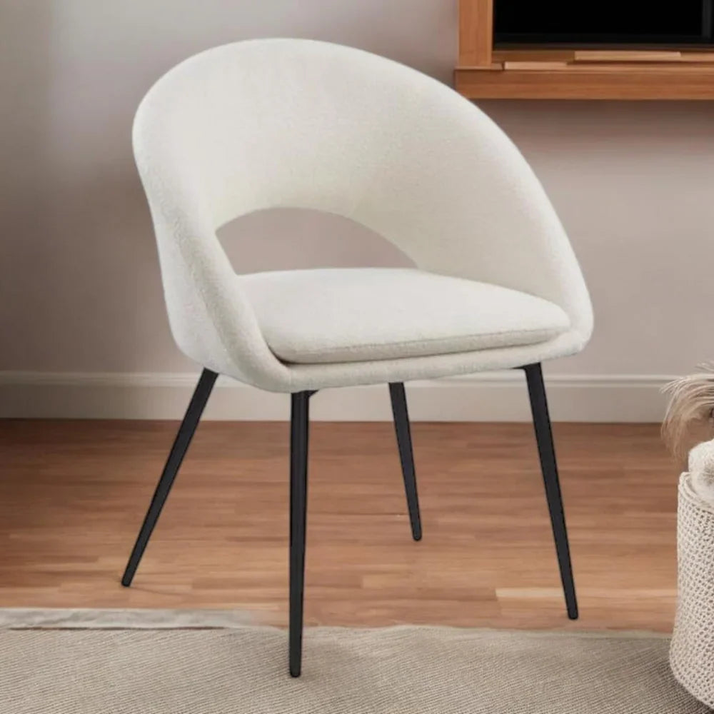 Modern Boucle Dining Chair with Metal Legs