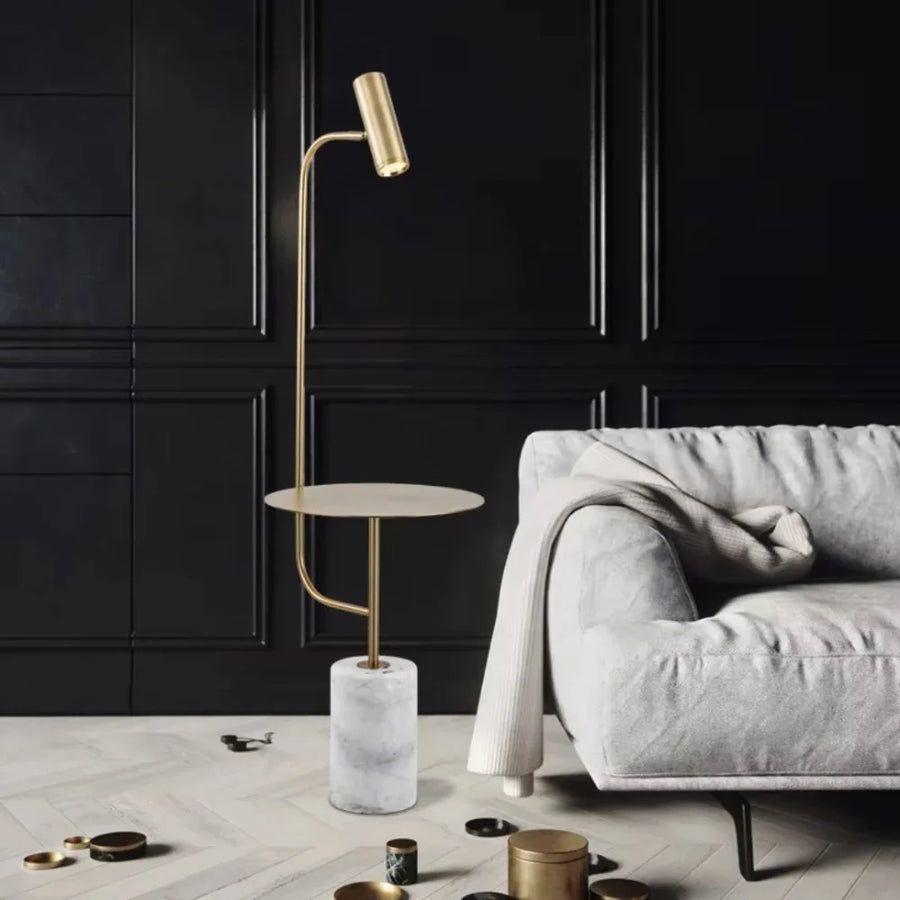 Metal Shade Meets Marble Base
