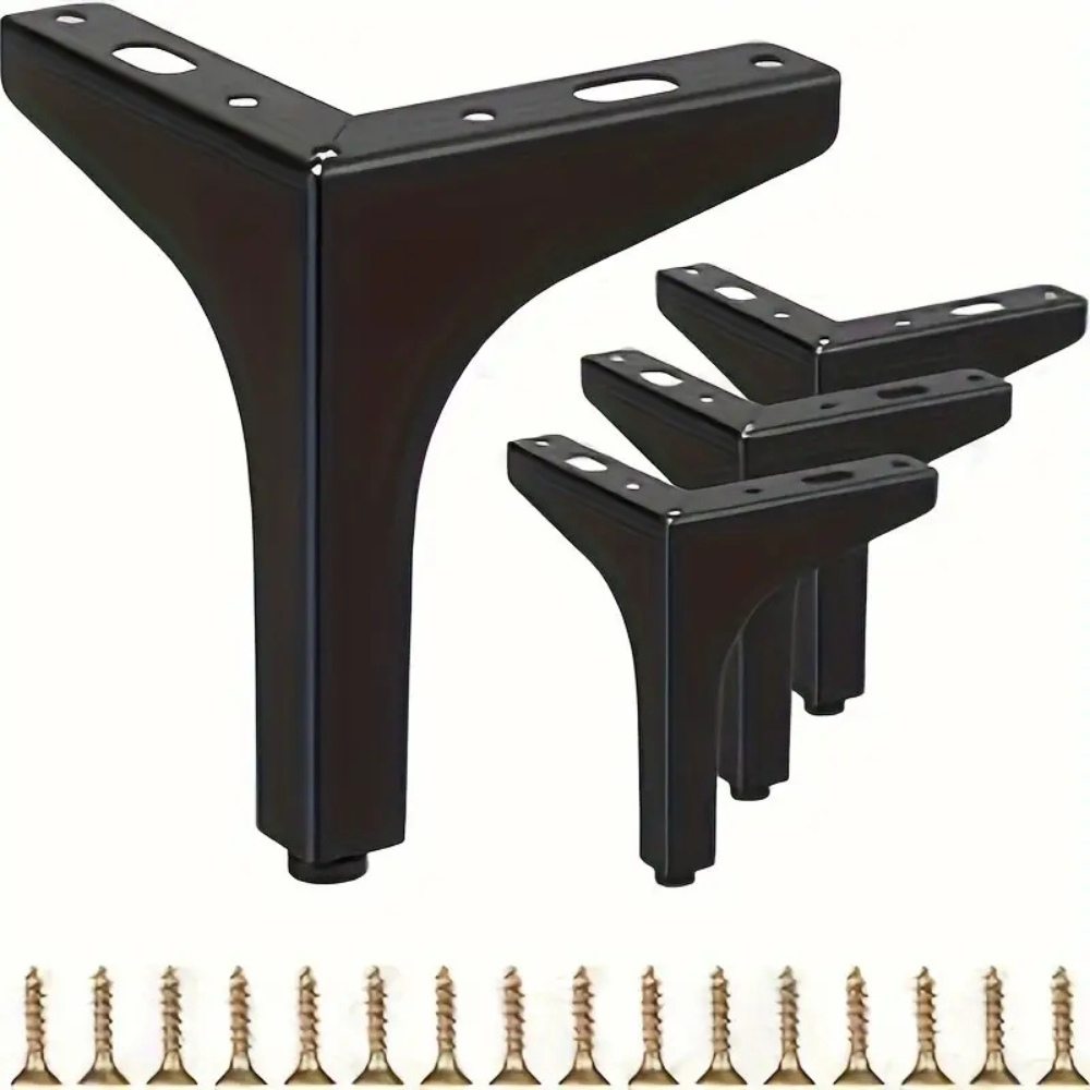 Wooden Twist Modern Triangular Shape Sofa Legs Pairs with Mounting Screws for Furniture Legs (Set of 4)