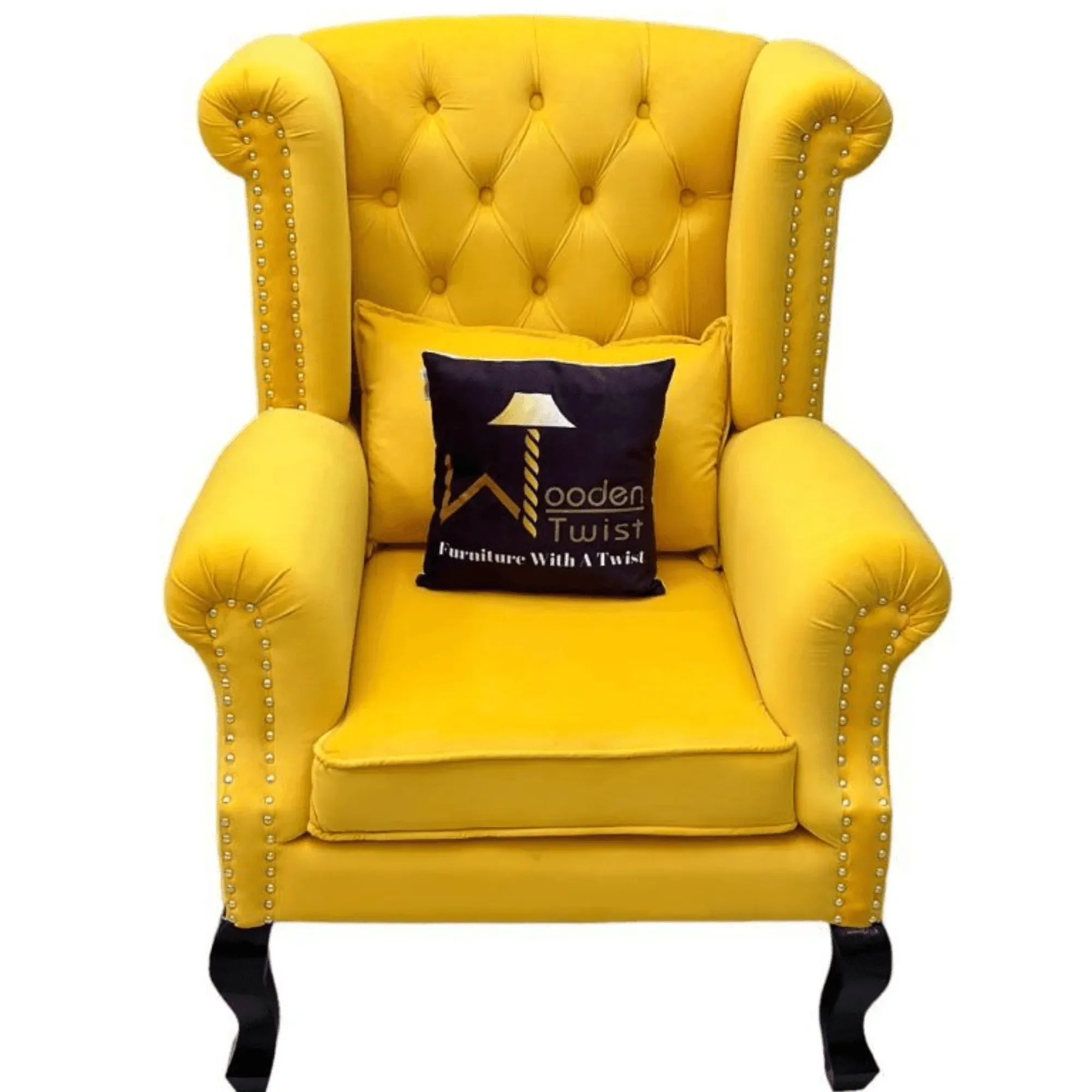 Wooden Twist Modern Majestic Wing Chair Elegant Seating - Wooden Twist UAE