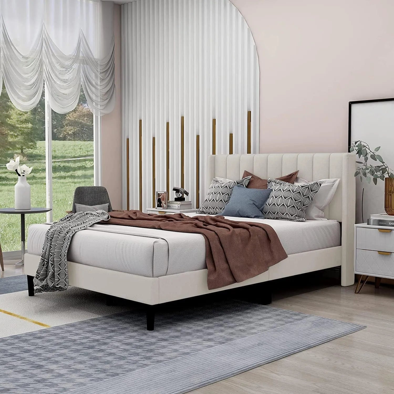 Modern Rectangular Velvet Bed