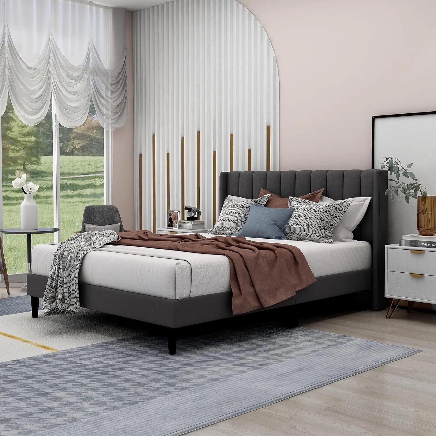 Modern Rectangular Velvet Bed 