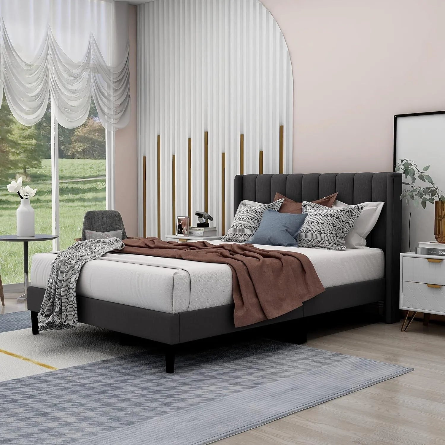 Modern Rectangular Velvet Bed 