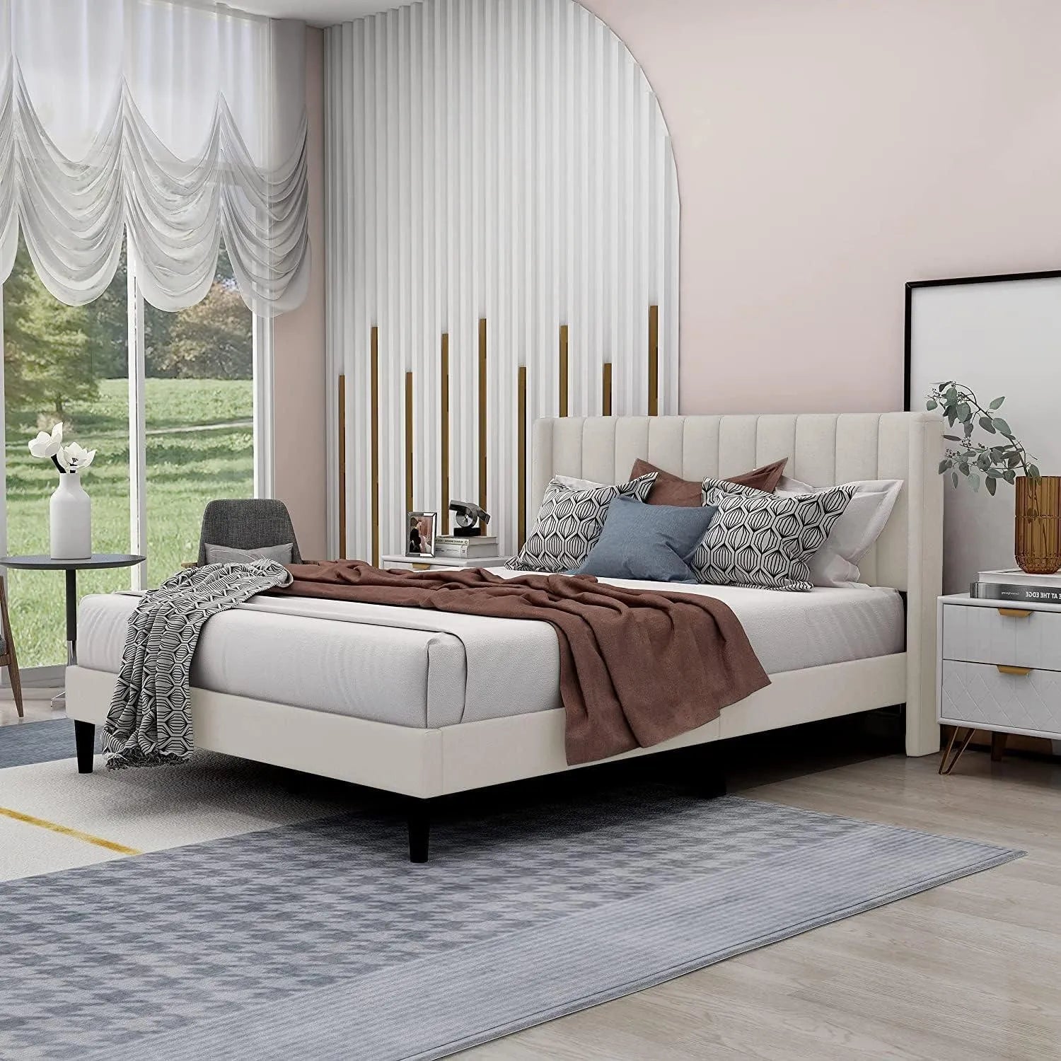 Modern Rectangular Velvet Bed