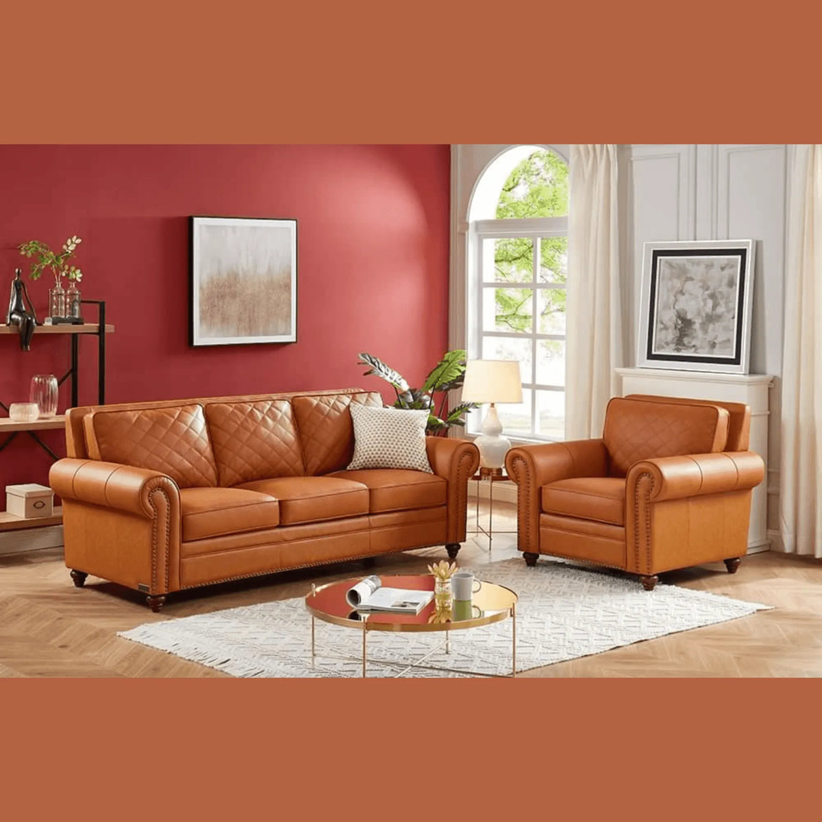 Wooden Twist Handmade Stylish Look Grace Modern Sofa 3+1 (Brown) - Wooden Twist UAE