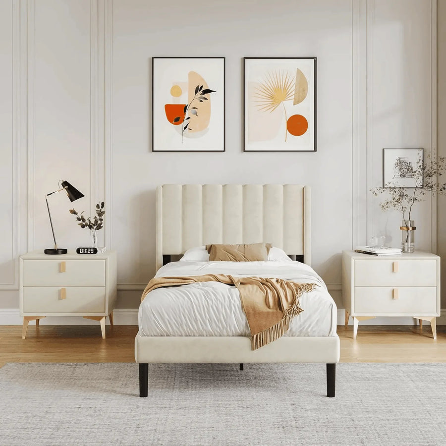 Warm Cream Velvet, Soft Wingback