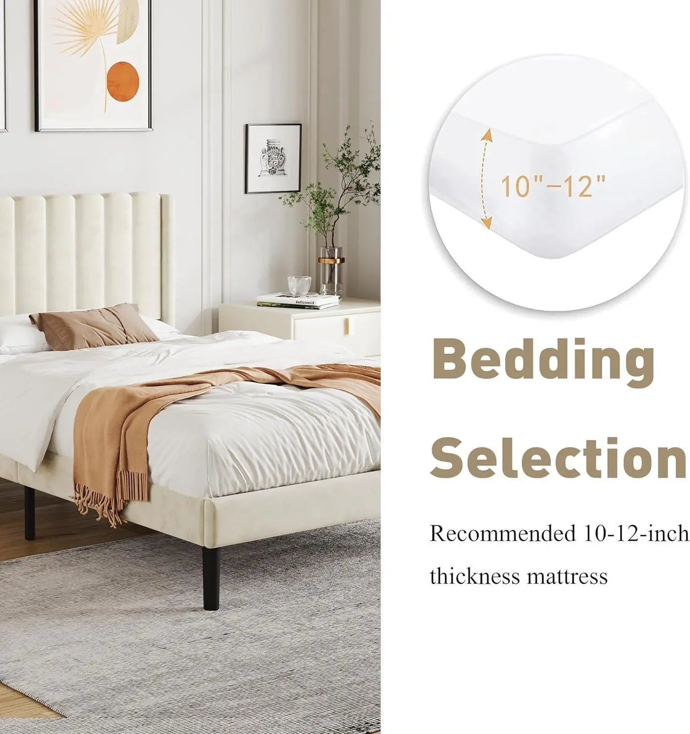 Modern velvet upholstered bed