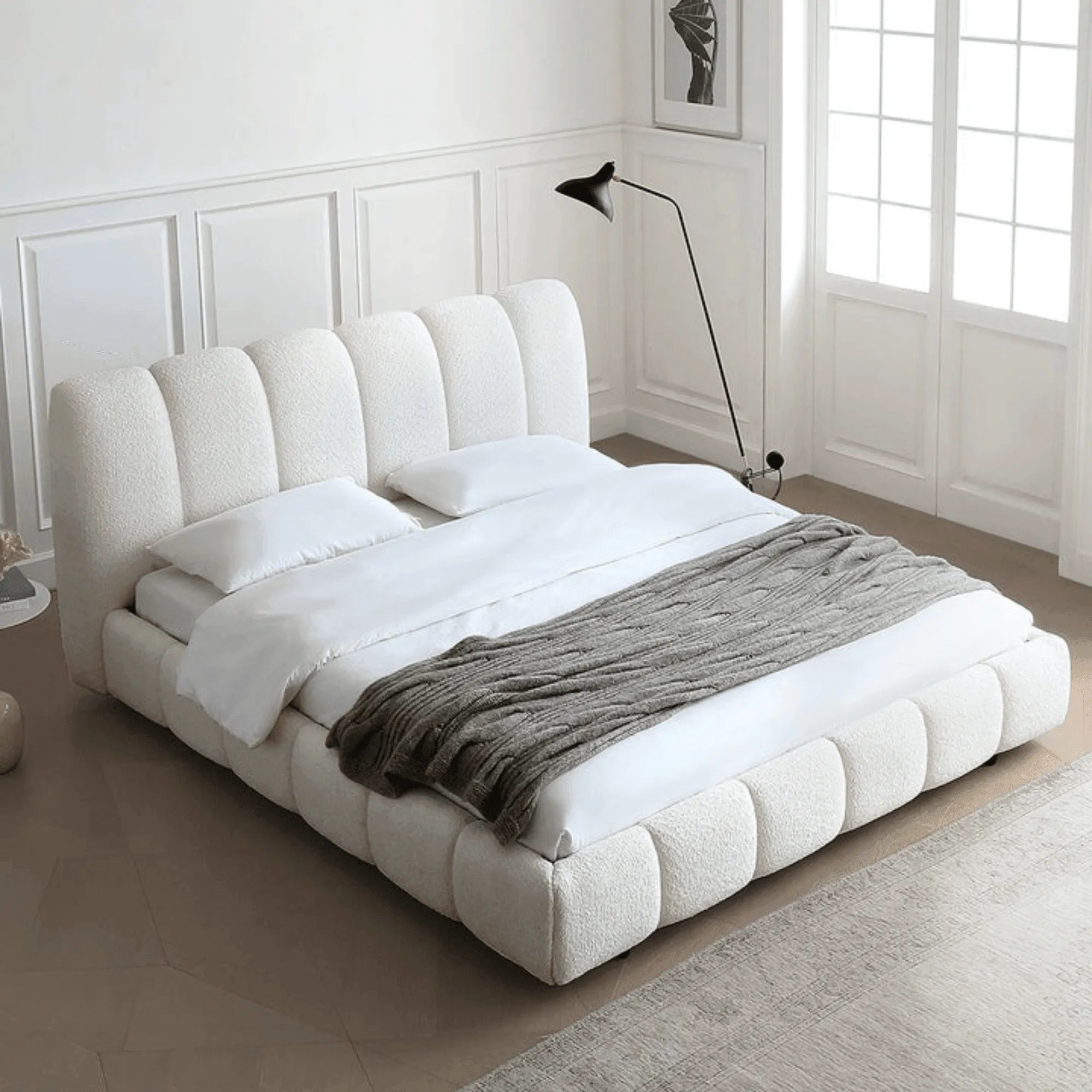 Wooden Twist Tactic Modernize Boucle Upholstery Bed for Luxury Bedroom Contemporary, Stylish, and Elegant - Wooden Twist UAE