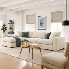 Wooden Twist Modernize Relleno L-Shape 4 Piece Sectional Sofa Set Modular Sofa