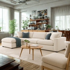 Wooden Twist Modernize Relleno L-Shape 4 Piece Sectional Sofa Set Modular Sofa