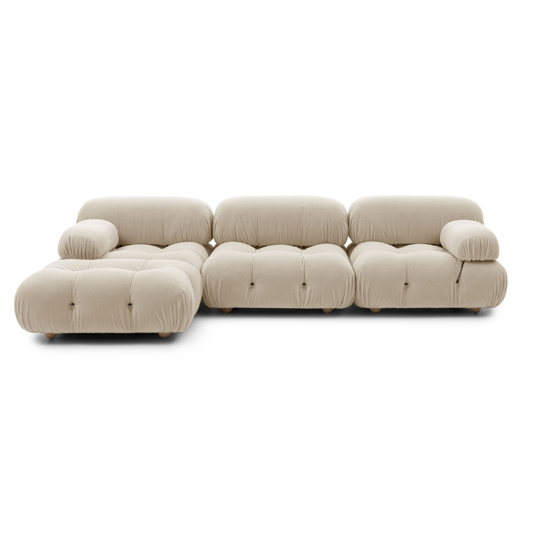 Natural Bubble Tufted Sectional Sofa