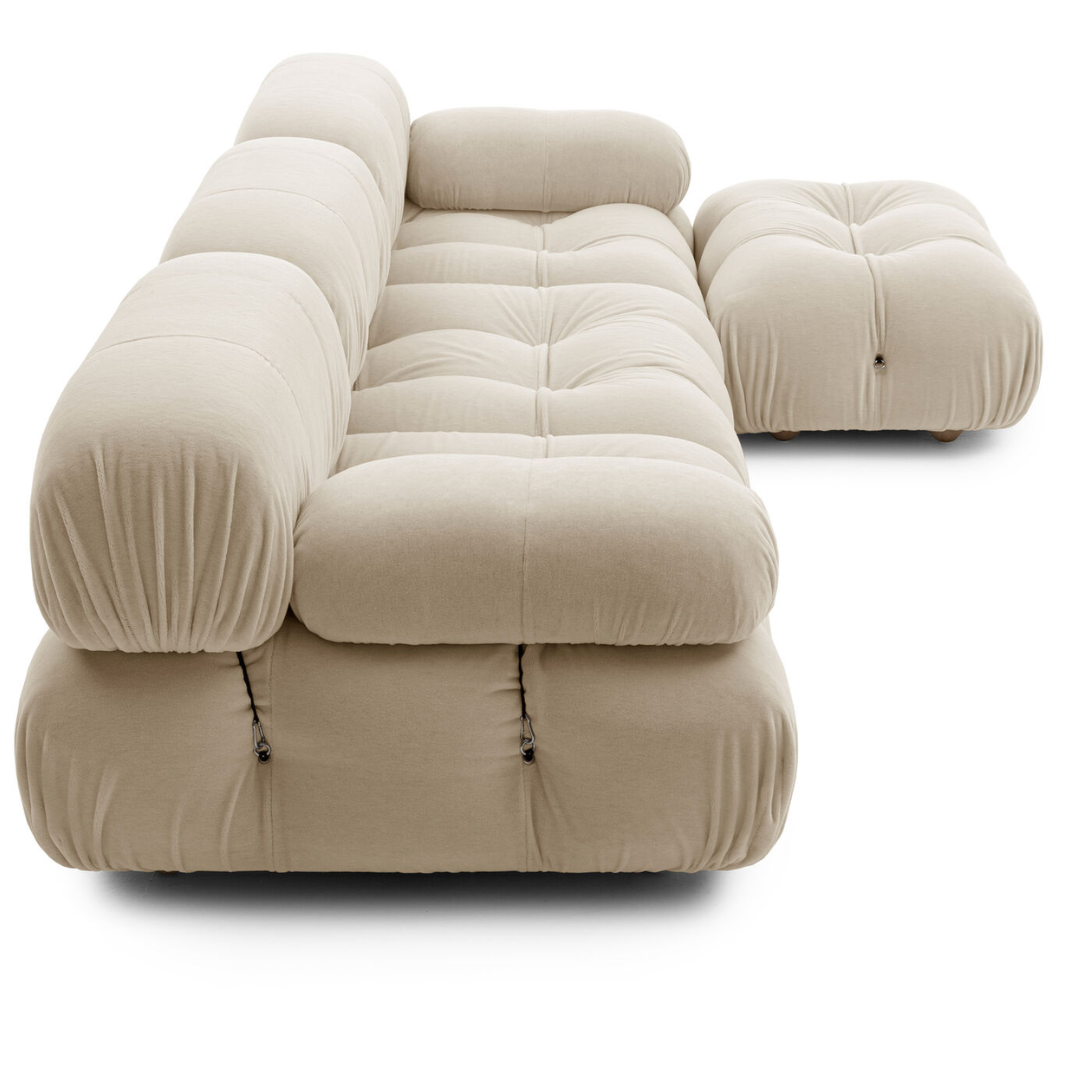 Natural Bubble Tufted Sectional Sofa