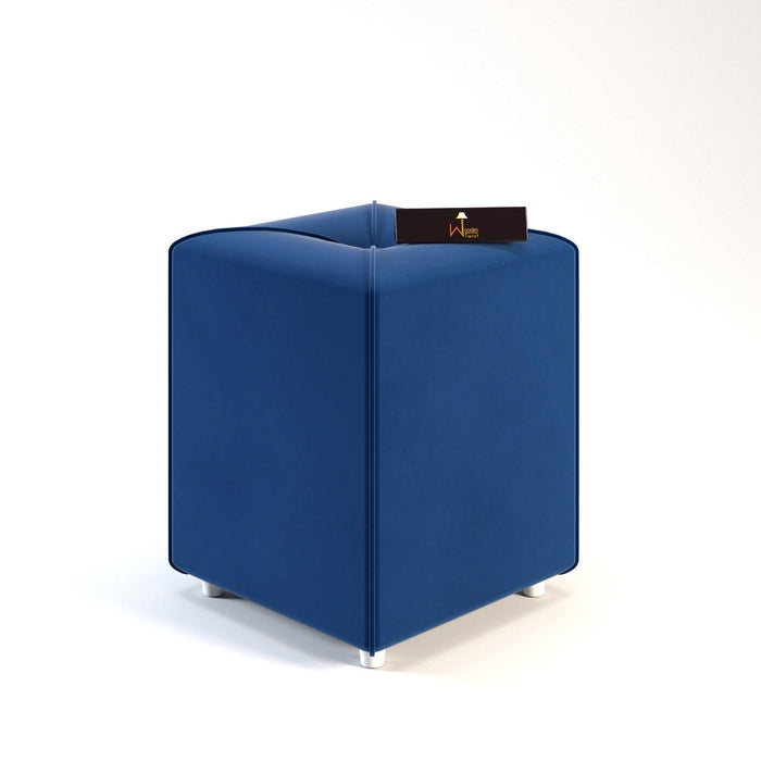 Stool for Living Room Soft Fabric Comfortable Cushion Ottoman Stool (Navy Blue) - Wooden Twist UAE