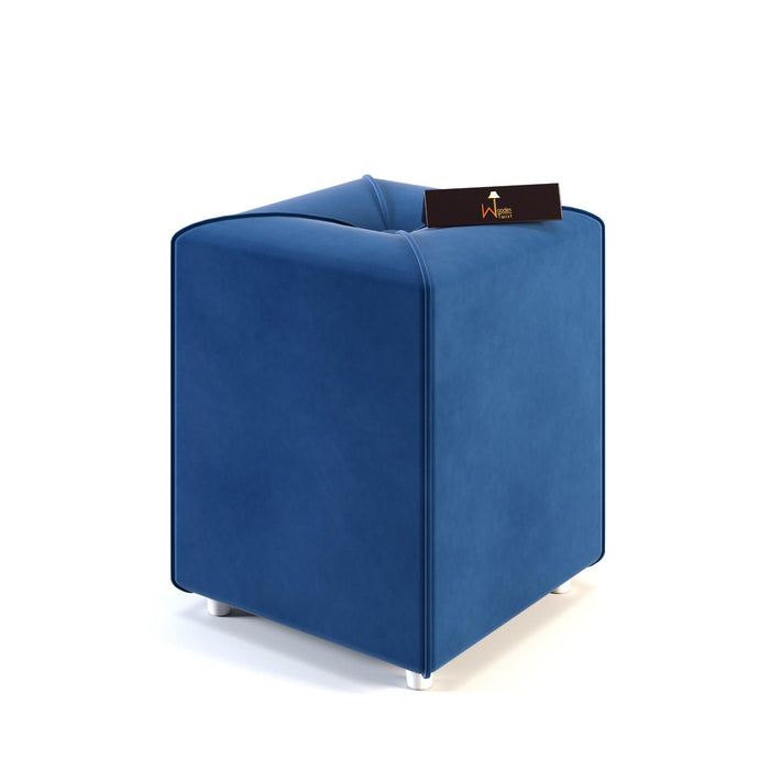Stool for Living Room Soft Fabric Comfortable Cushion Ottoman Stool (Navy Blue)