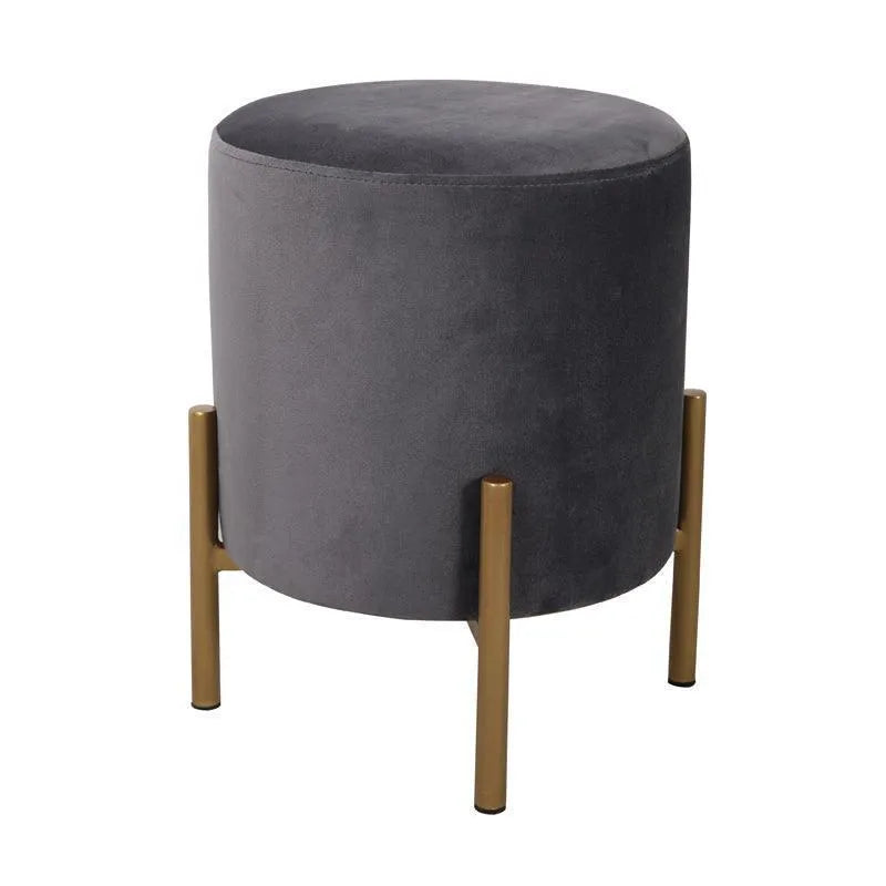 Wooden Twist Luxury Velvet Round Foot Stool Ottoman Pouf - Plush and Stylish Home Decor Accent - Wooden Twist UAE