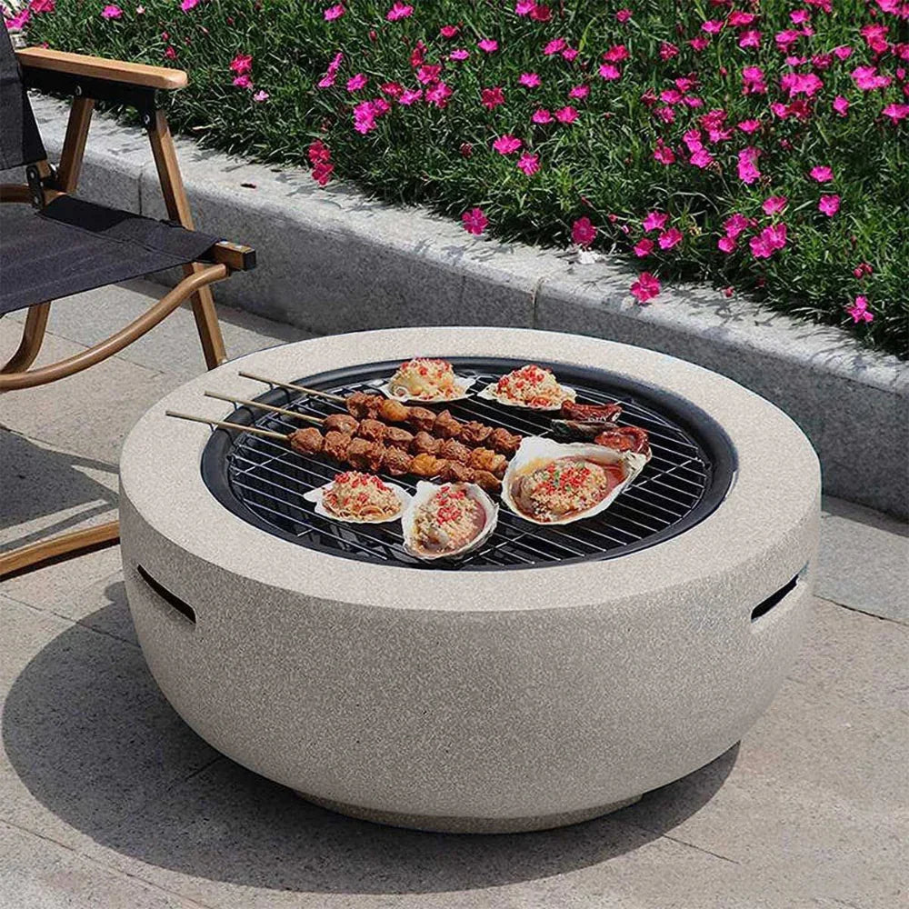 Round Firepit with BBQ Grill
