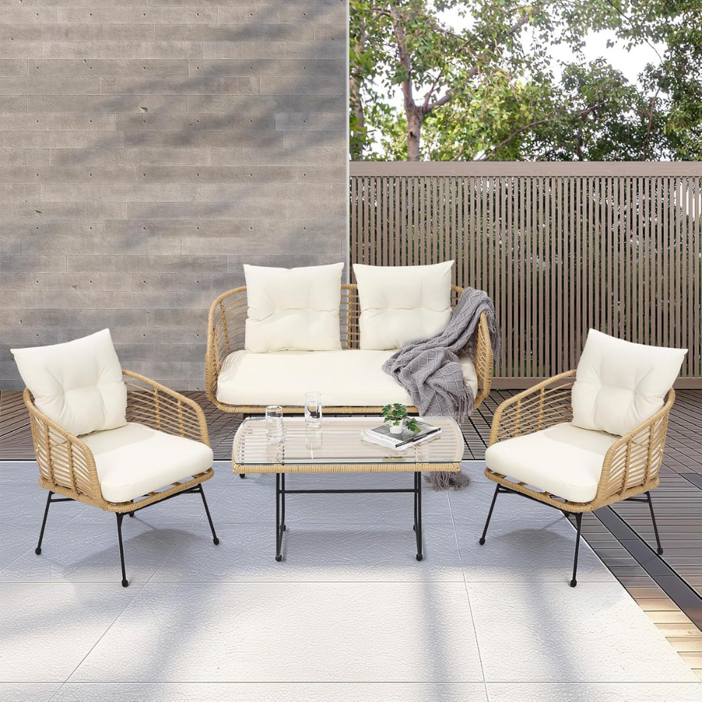 Outdoor 4-Piece Sectional Conversation Sofa Set