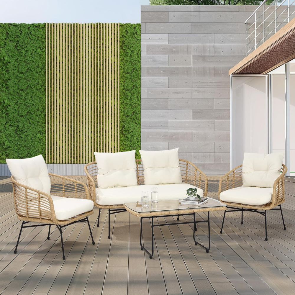 Outdoor 4-Piece Sectional Conversation Sofa Set