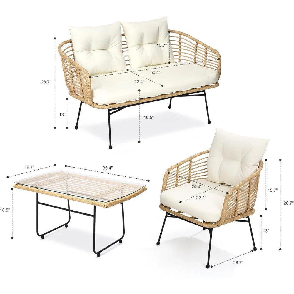 Outdoor 4-Piece Sectional Conversation Sofa Set