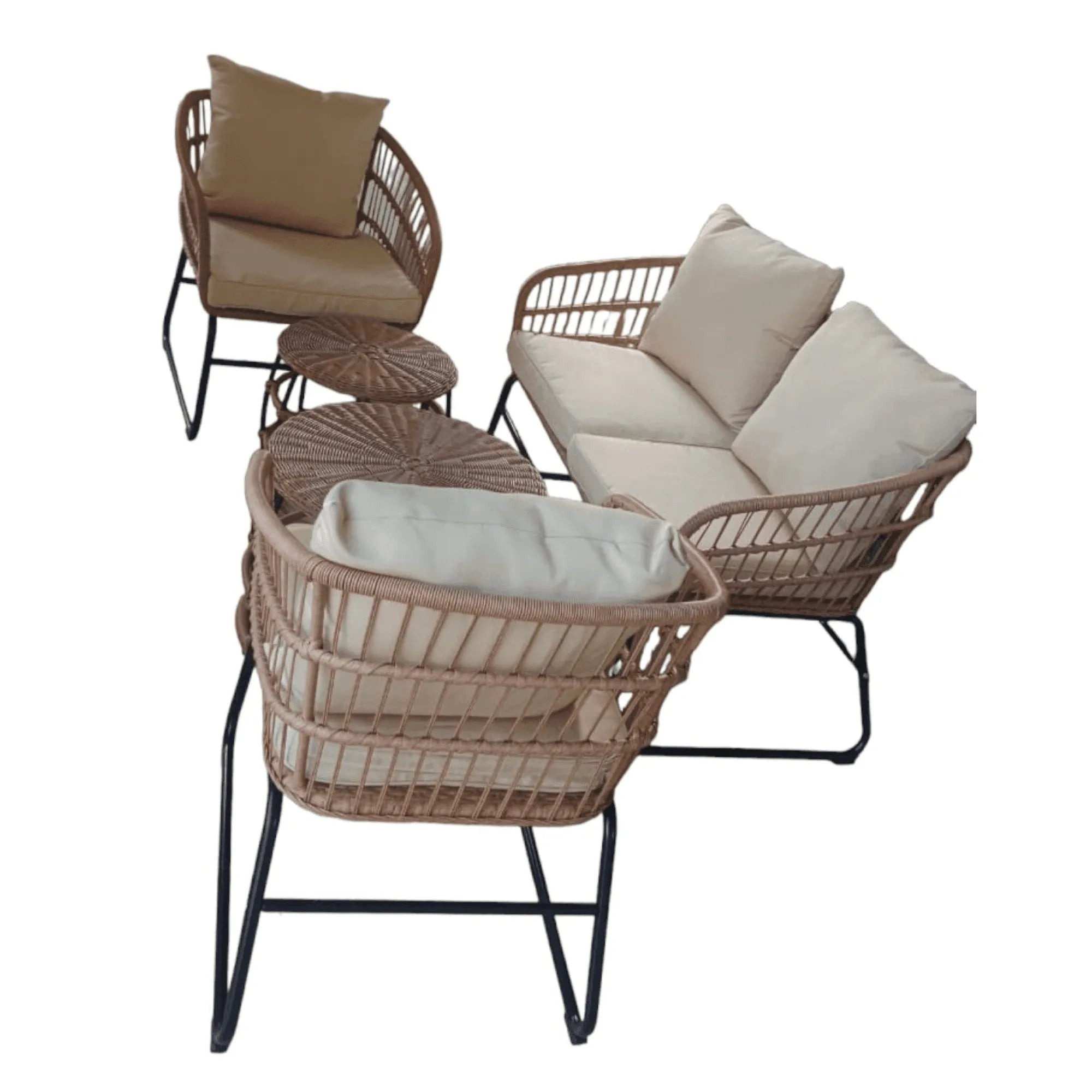Buy Wooden Twist Alfresco Stylish Look Rattan Metal Outdoor Furniture Set Patio Seating Ensemble for Elegant Garden Lounge Online at UAE Wooden Twist UAE