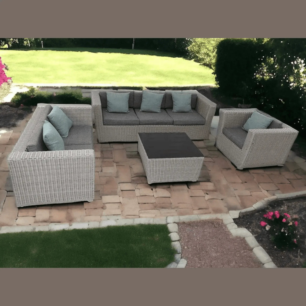 A 3+2+1 Rattan Set with Everything Included
