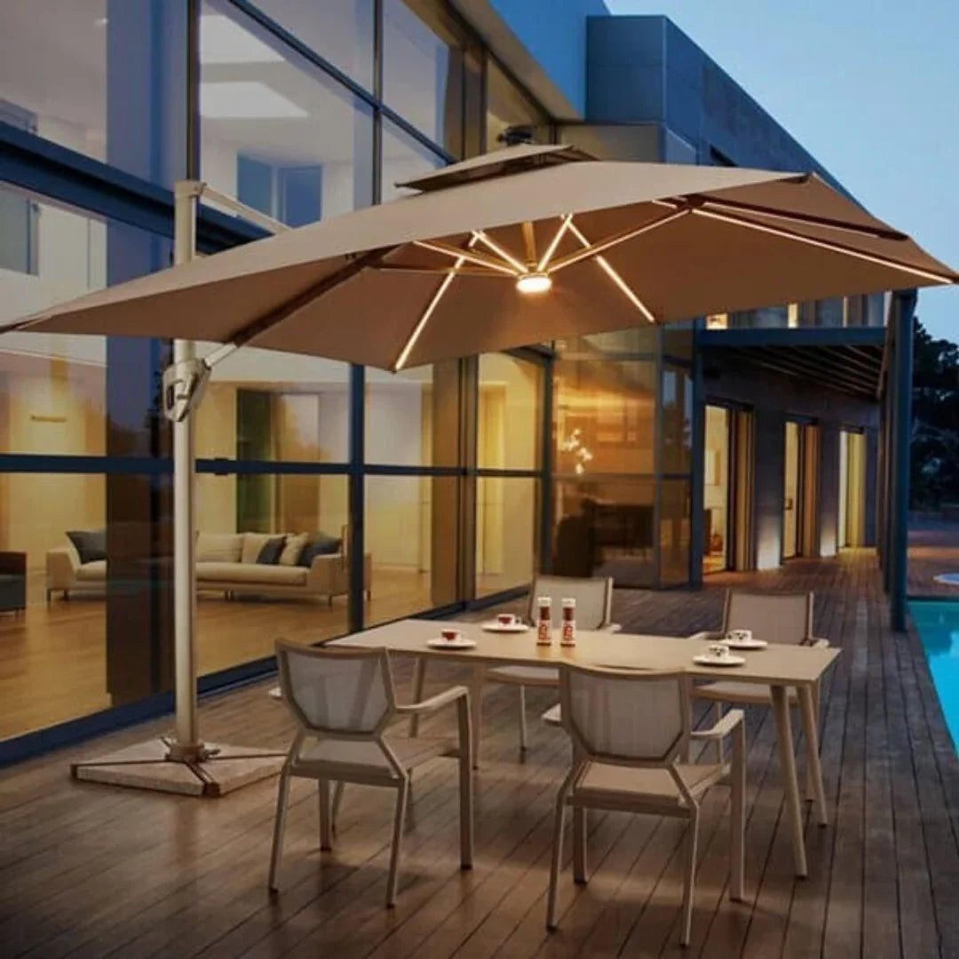 NoorShade Solar LED Umbrella for Garden & Patio