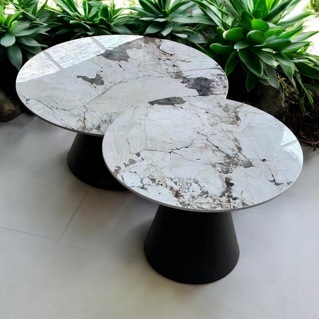 Round Marble Top Metalic Coffee Table