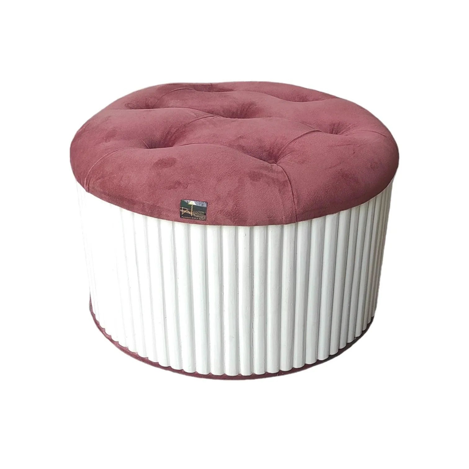 Wooden Twist Banquette Handmade Tufted Solid Wood Pouffe Ottoman - Wooden Twist UAE