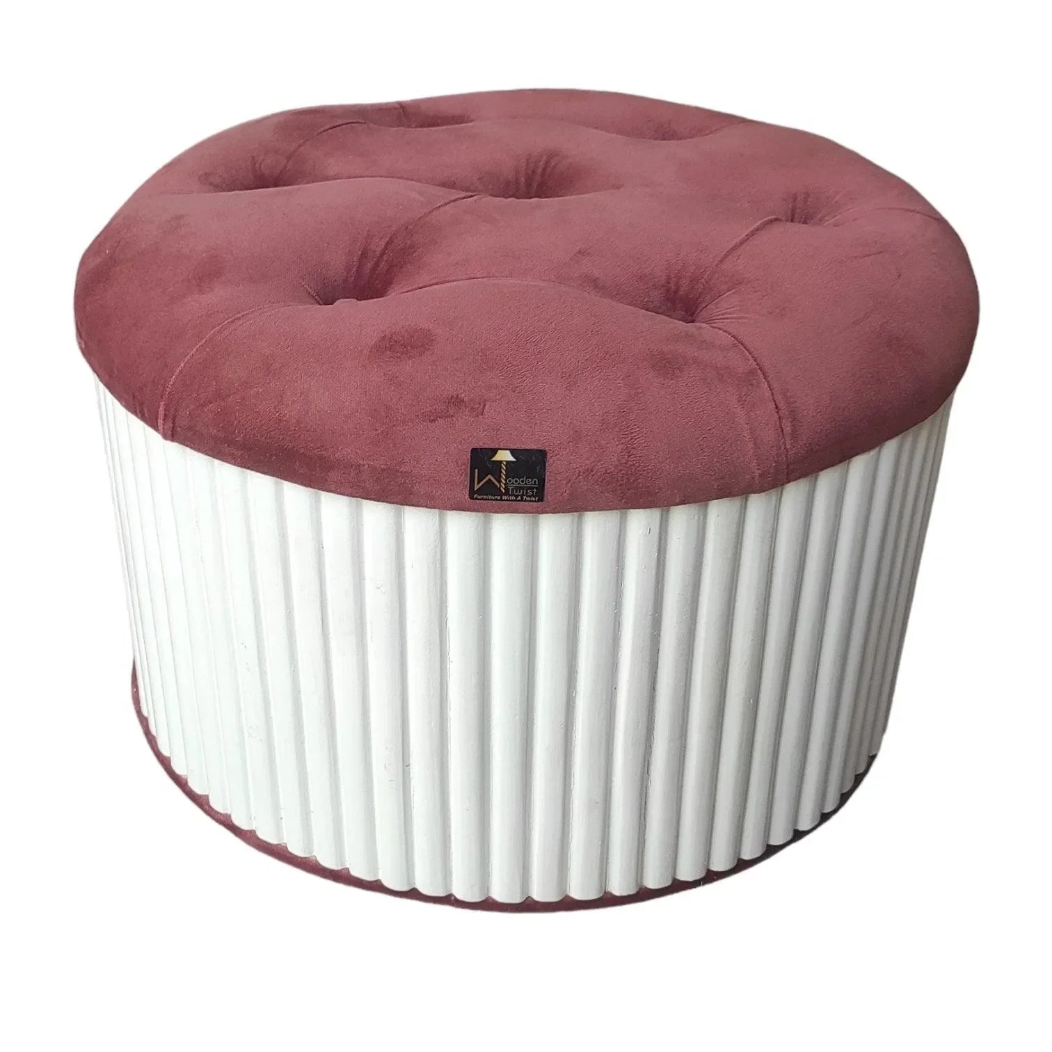 Wooden Twist Banquette Handmade Tufted Solid Wood Pouffe Ottoman - Wooden Twist UAE