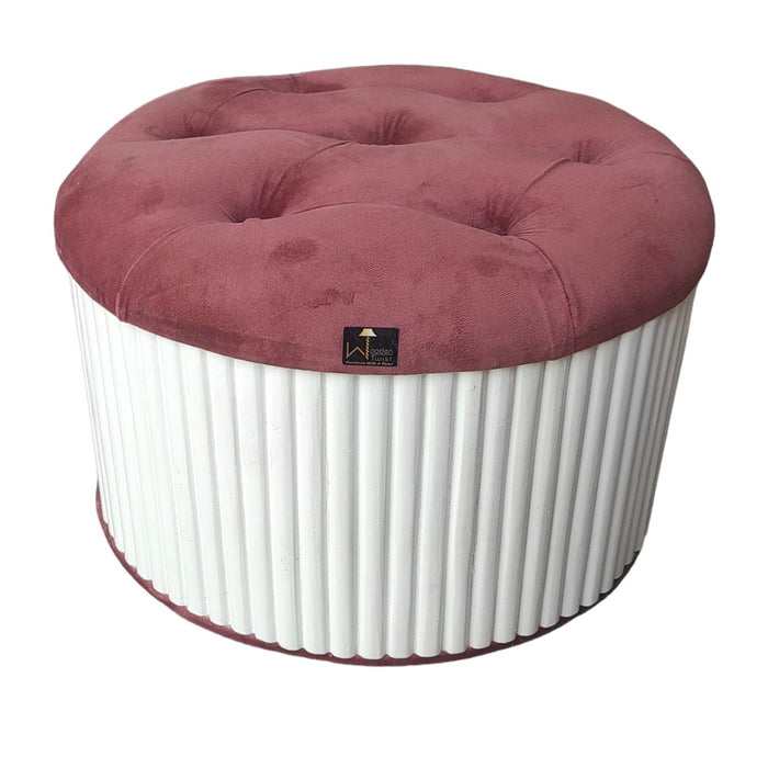 Wooden Twist Banquette Handmade Tufted Solid Wood Pouffe Ottoman