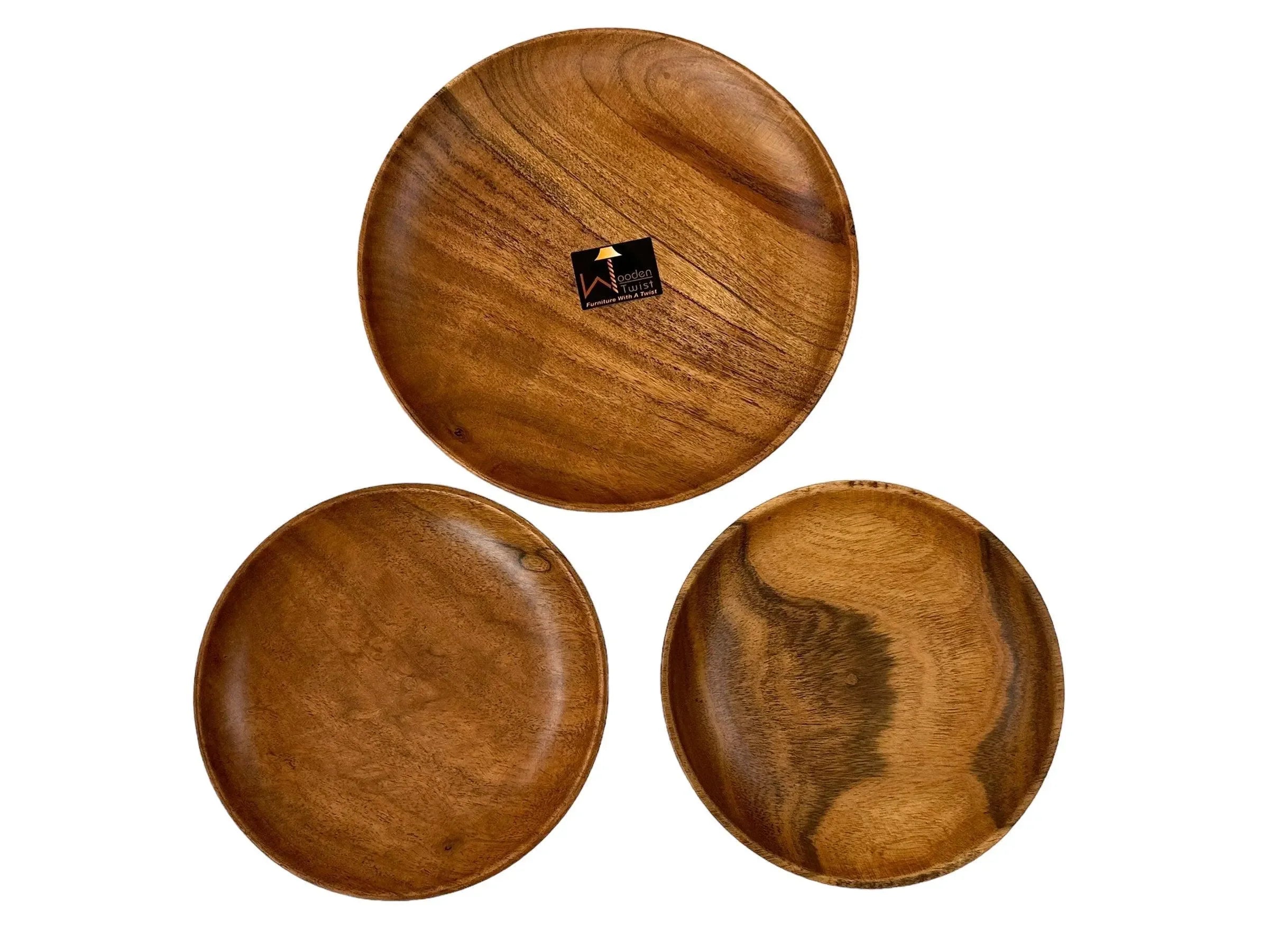 Wooden Round Exquisite Saucer (Set of 3) - Wooden Twist UAE