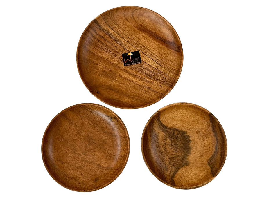Wooden Round Exquisite Saucer (Set of 3)