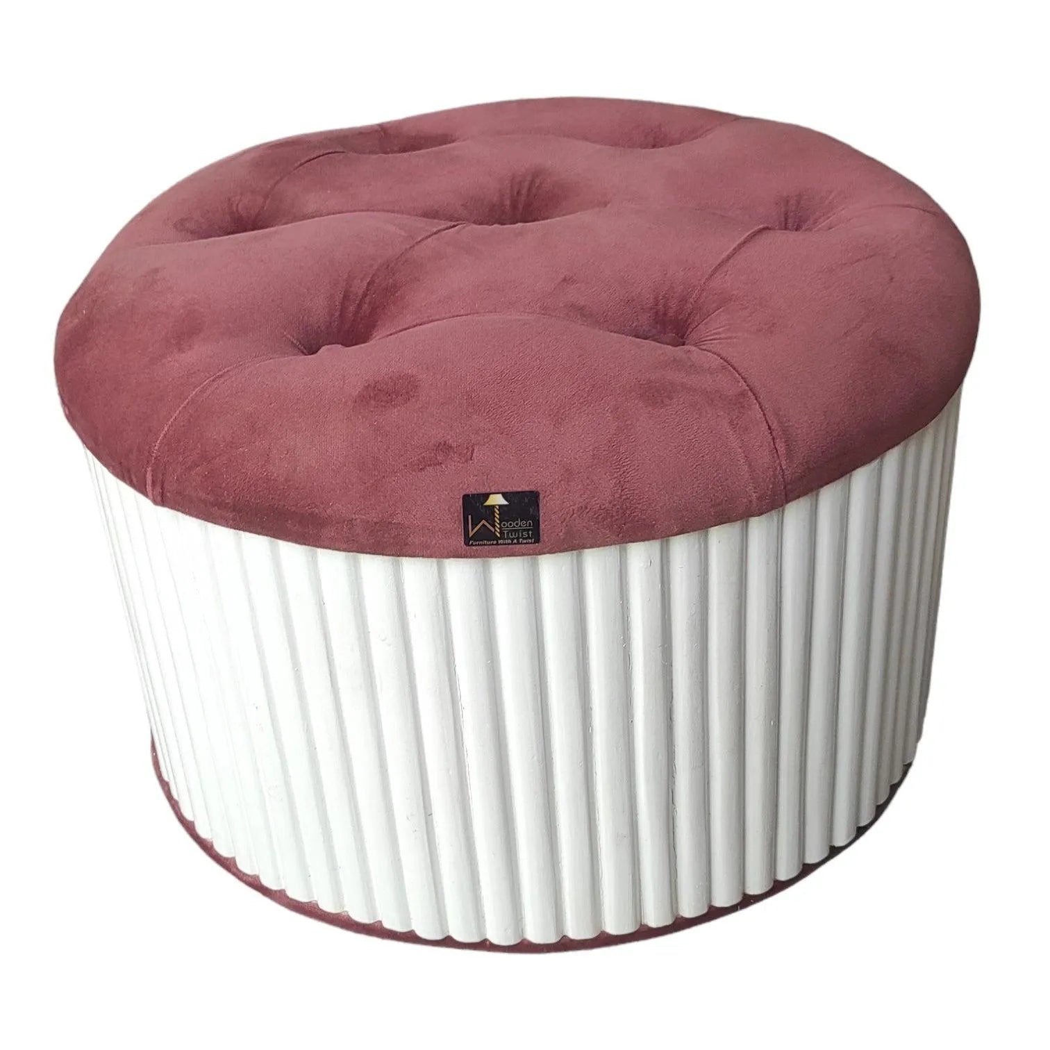 Wooden Twist Banquette Handmade Tufted Solid Wood Pouffe Ottoman - Wooden Twist UAE