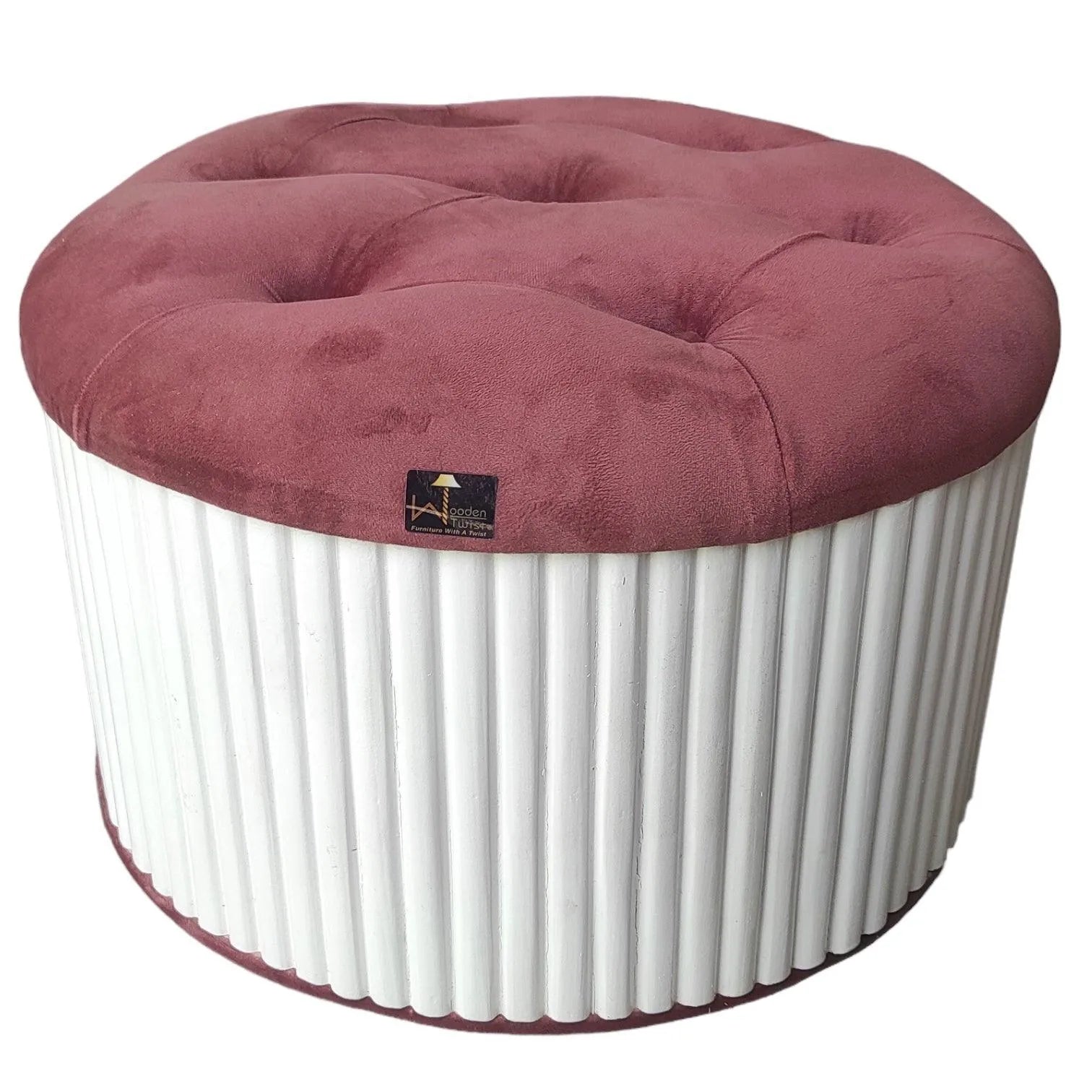 Wooden Twist Banquette Handmade Tufted Solid Wood Pouffe Ottoman - Wooden Twist UAE