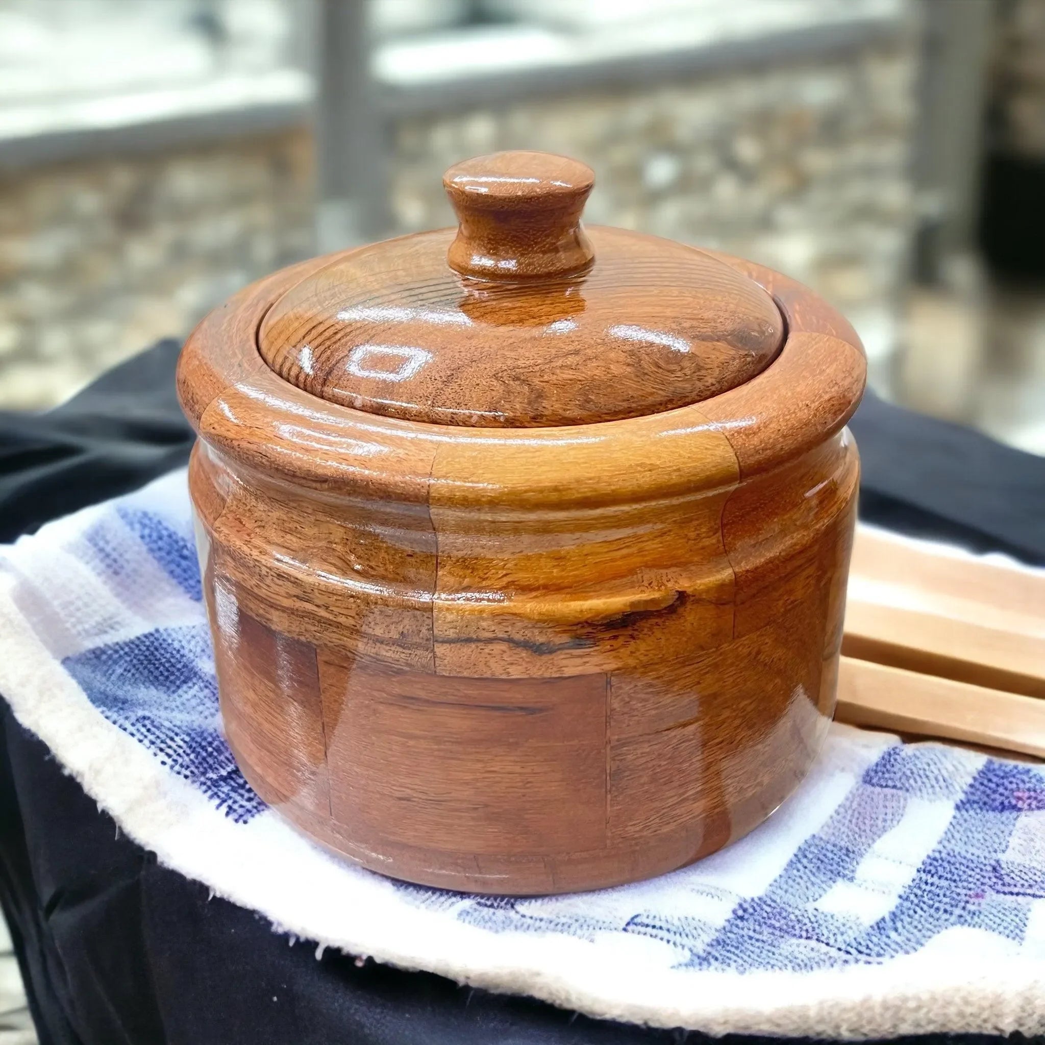 Wooden Twist Enormous Acacia Wood Round Wooden Spice Jar ( Set of 2 ) - Wooden Twist UAE