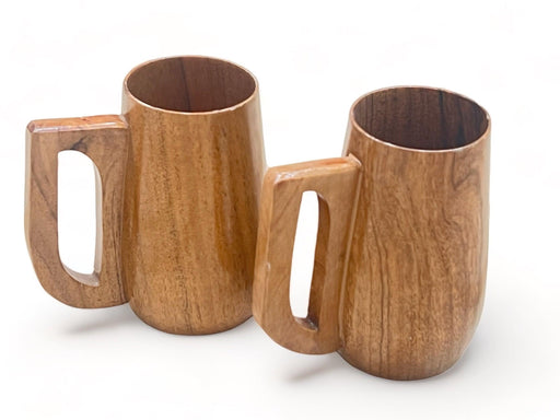 Wooden Twist Acacia Wood Gripping Handle Coffee Mug ( Set of 2 ) - Wooden Twist UAE