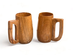 Wooden Twist Acacia Wood Gripping Handle Coffee Mug ( Set of 2 ) - Wooden Twist UAE