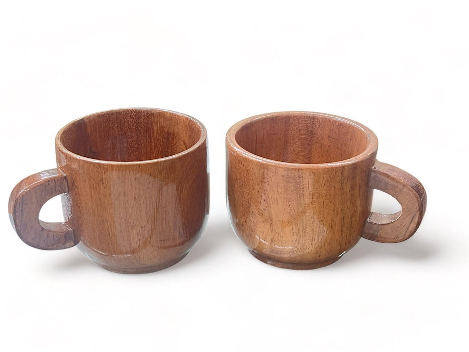 Wooden Twist Modest Acacia Wood Tea & Coffee Cup ( Set of 2 )