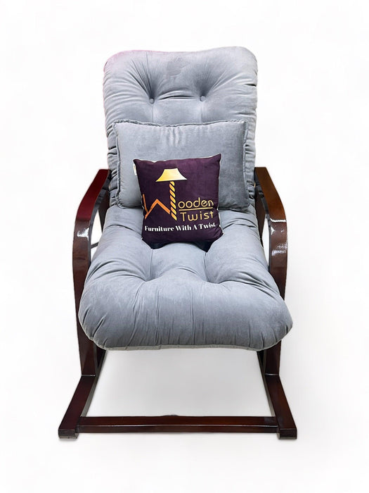 Recliner Rocking Chair In Premium Sheesham Wood (Walnut Finish)