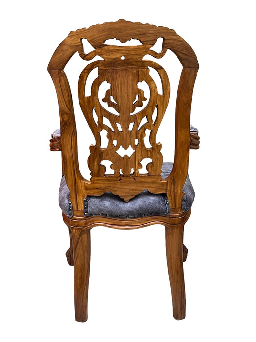 Wooden Twist Back Designer Bartelso Hand Carved Teak Wood Armchair