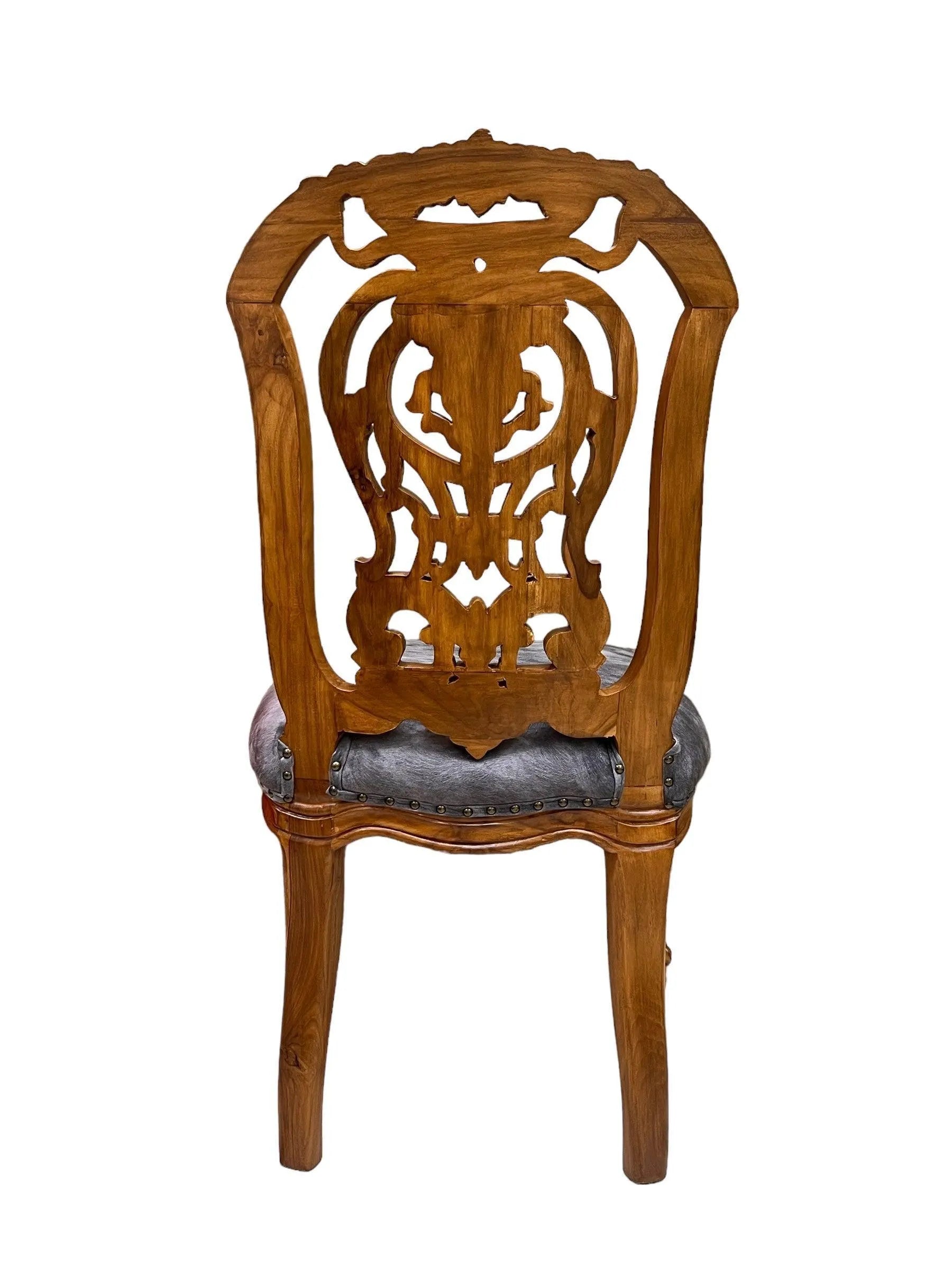 Wooden Twist Back Designer Bartelso Hand Carved Teak Wood Dining Chair - Wooden Twist UAE